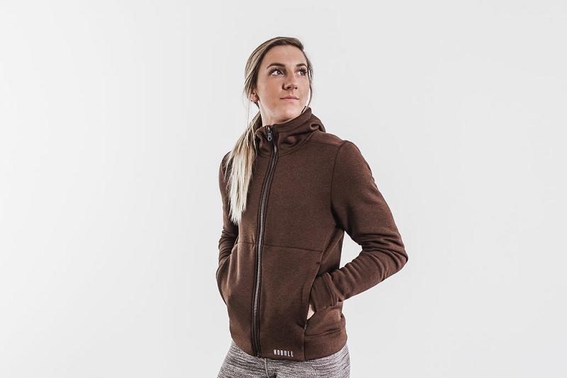 Coffee Nobull WoPerformance Zip-Up Women's Hoodie | CA R2178V